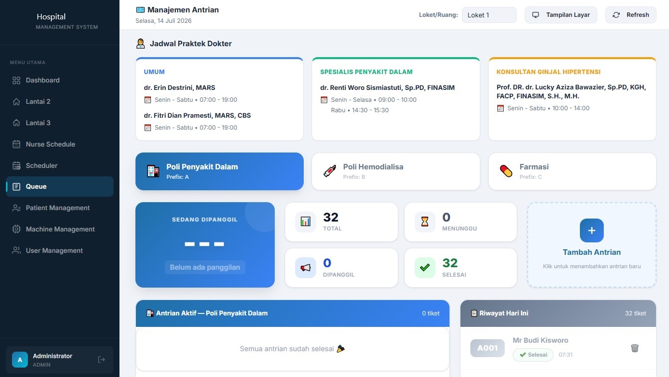 Hospital Management System — bed and machine floor map