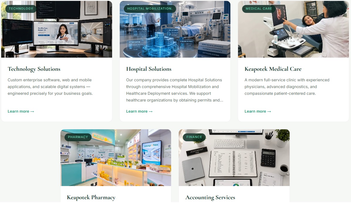 KKS website — division cards layout